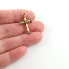23mmx13mm Pewter Rope Design Cross Charm Pendant Religious Spiritual (2pc)
