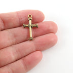 23mmx13mm Pewter Rope Design Cross Charm Pendant Religious Spiritual (2pc)