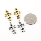 25mmx14mm Pewter Christian Fish Cross Charm Pendant Religious Spiritual (2pc)