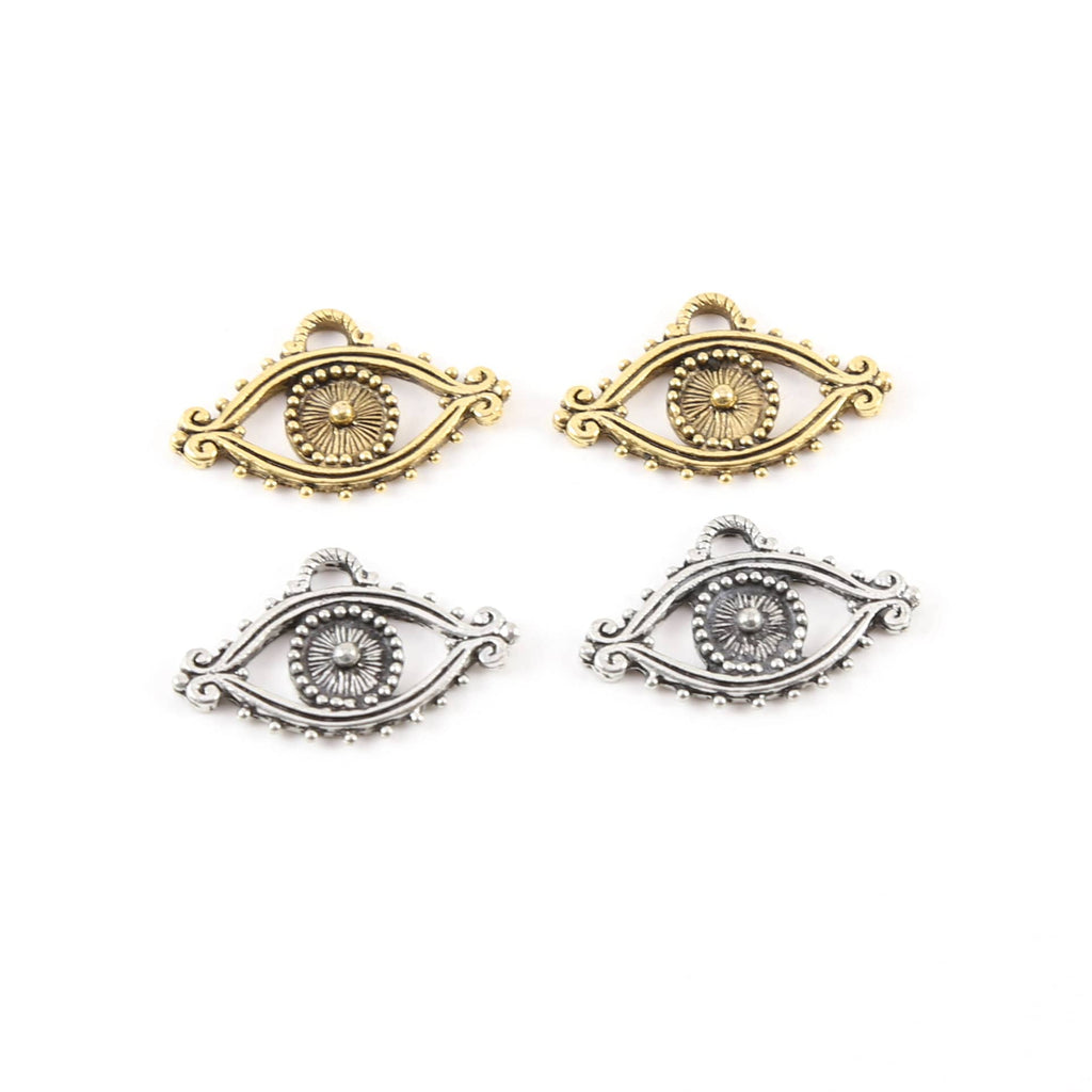 Pewter Large Evil Eye Pendant Charm with Cut Out Middle (2pc)