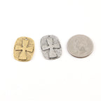25mmx19mm Pewter Raised Cross Charm Pendant Dog Tag Religious Spiritual