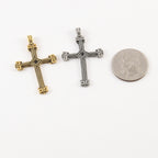 Pewter Ornate Lined Cross Charm Pendant Religious Spiritual