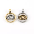 Pewter Gold and Silver Evil Eye Pendant Charm with Cut Out