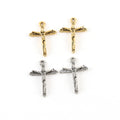 Pewter Dainty Crucifix Cross Charm Pendant Religious Spiritual (2pc)