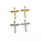 Pewter Dainty Crucifix Cross Charm Pendant Religious Spiritual (2pc)