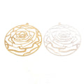 Brass Large Rose Silhouette Die Cut Thin Lightweight Charm