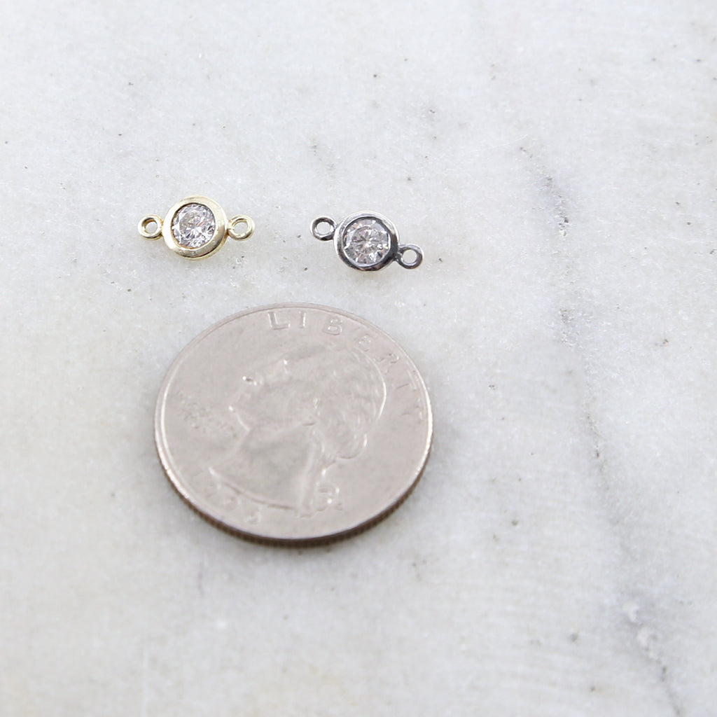 Sterling Silver or Vermeil Small Oxidized or CZ Cubic Zirconia 6mm Charm