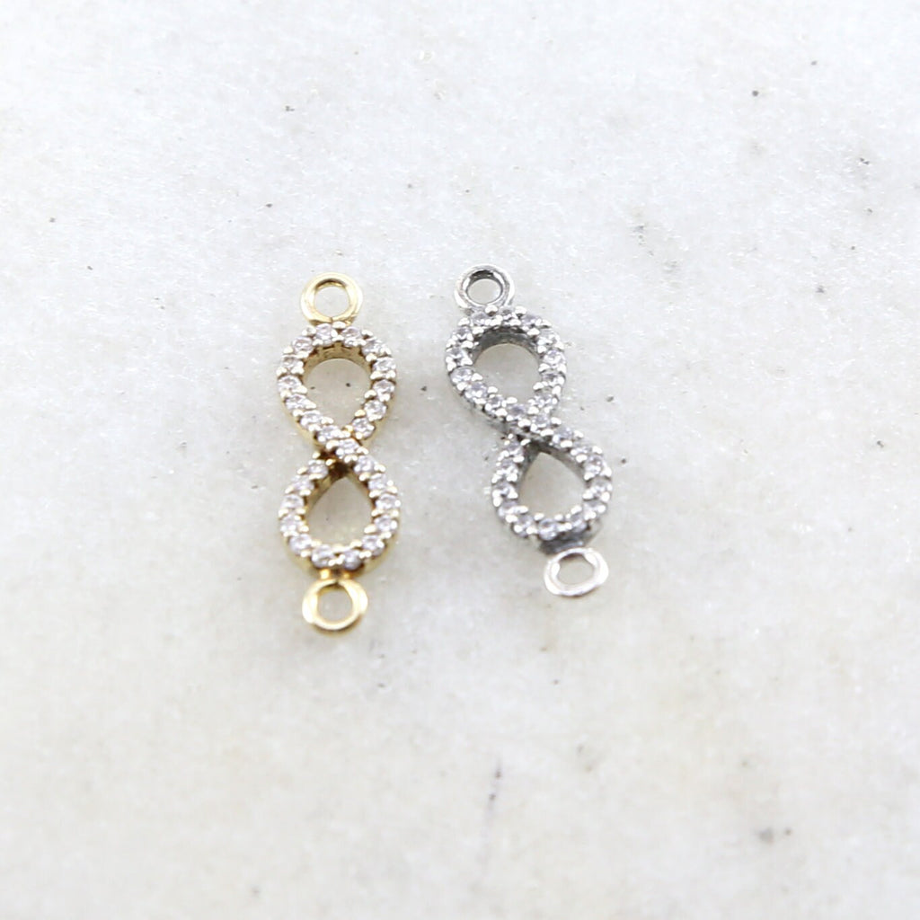 Sterling Silver or Vermeil CZ Infinity Connector Charm Cubic Zirconia Link