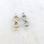 Sterling Silver or Vermeil CZ Infinity Connector Charm Cubic Zirconia Link