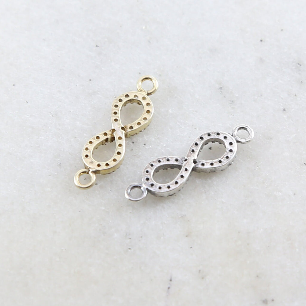 Sterling Silver or Vermeil CZ Infinity Connector Charm Cubic Zirconia Link