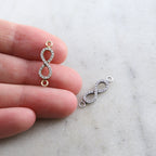 Sterling Silver or Vermeil CZ Infinity Connector Charm Cubic Zirconia Link