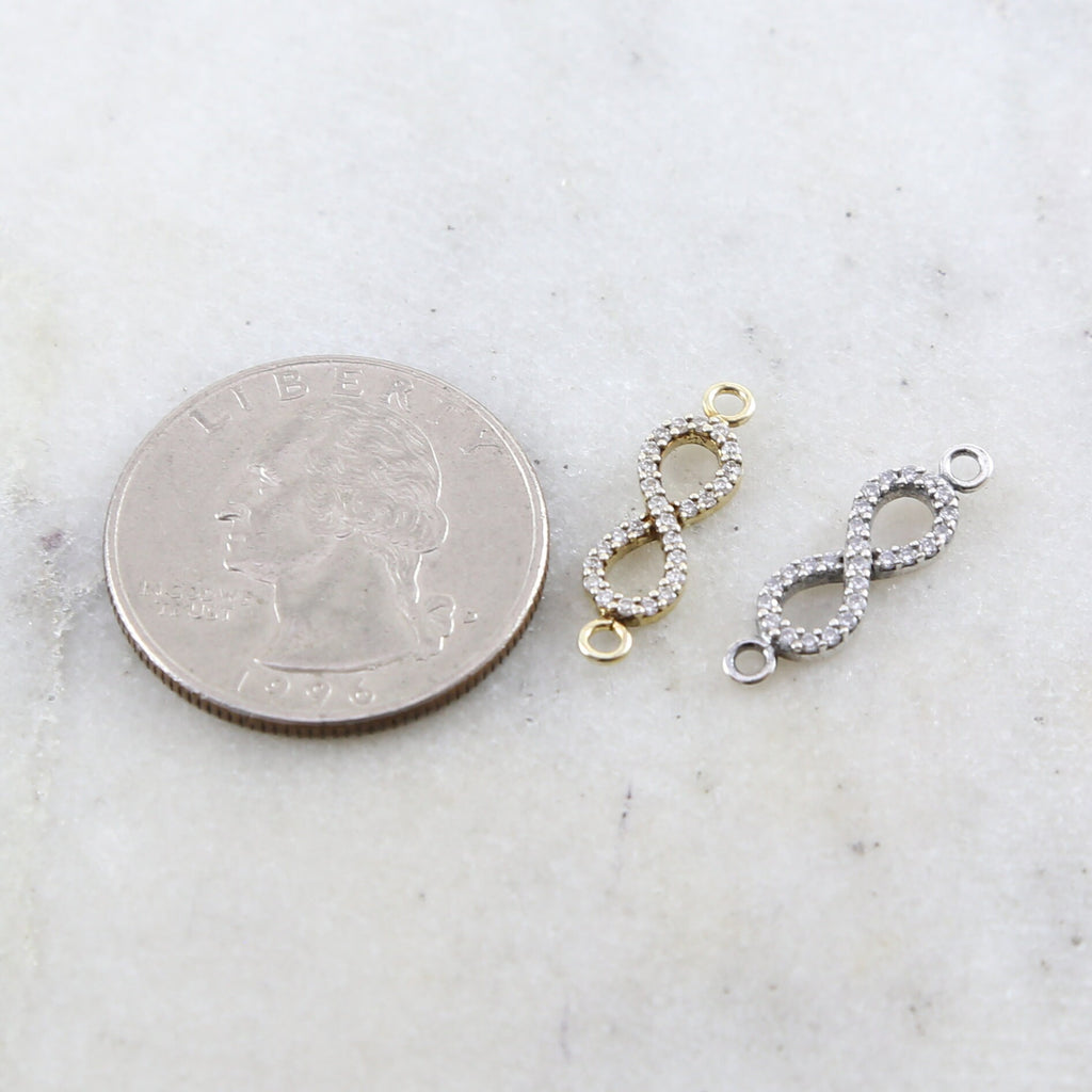 Sterling Silver or Vermeil CZ Infinity Connector Charm Cubic Zirconia Link