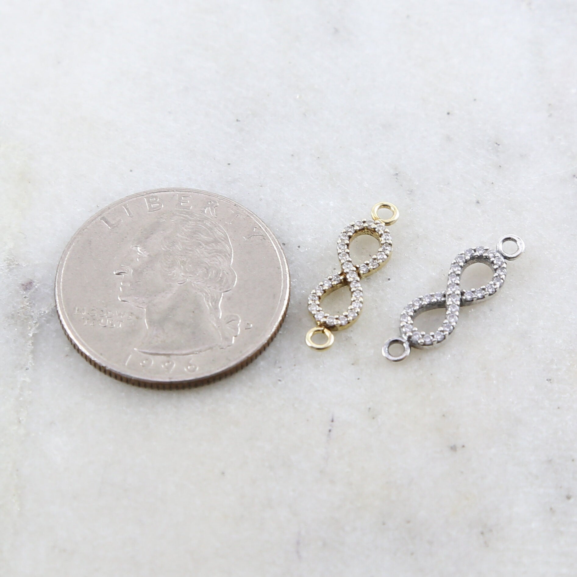 Sterling Silver or Vermeil CZ Infinity Connector Charm Cubic Zirconia Link