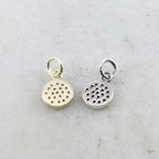 Sterling Silver or Vermeil Round Circle CZ Pave Cubic Zirconia Disc Charm Coin