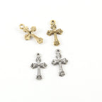 20mmx10mm Pewter Mini Cross Charm with Ball in Center Pendant Religious (2pc)