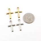 26mmx15mm Pewter Raised Beveled Cross Charm Pendant Religious Spiritual (2pc)