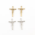 26mmx16mm Pewter Small Lightweight Thin Crucifix Jesus Cross Charm (2pc)