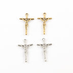 26mmx16mm Pewter Small Lightweight Thin Crucifix Jesus Cross Charm (2pc)