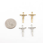 26mmx16mm Pewter Small Lightweight Thin Crucifix Jesus Cross Charm (2pc)