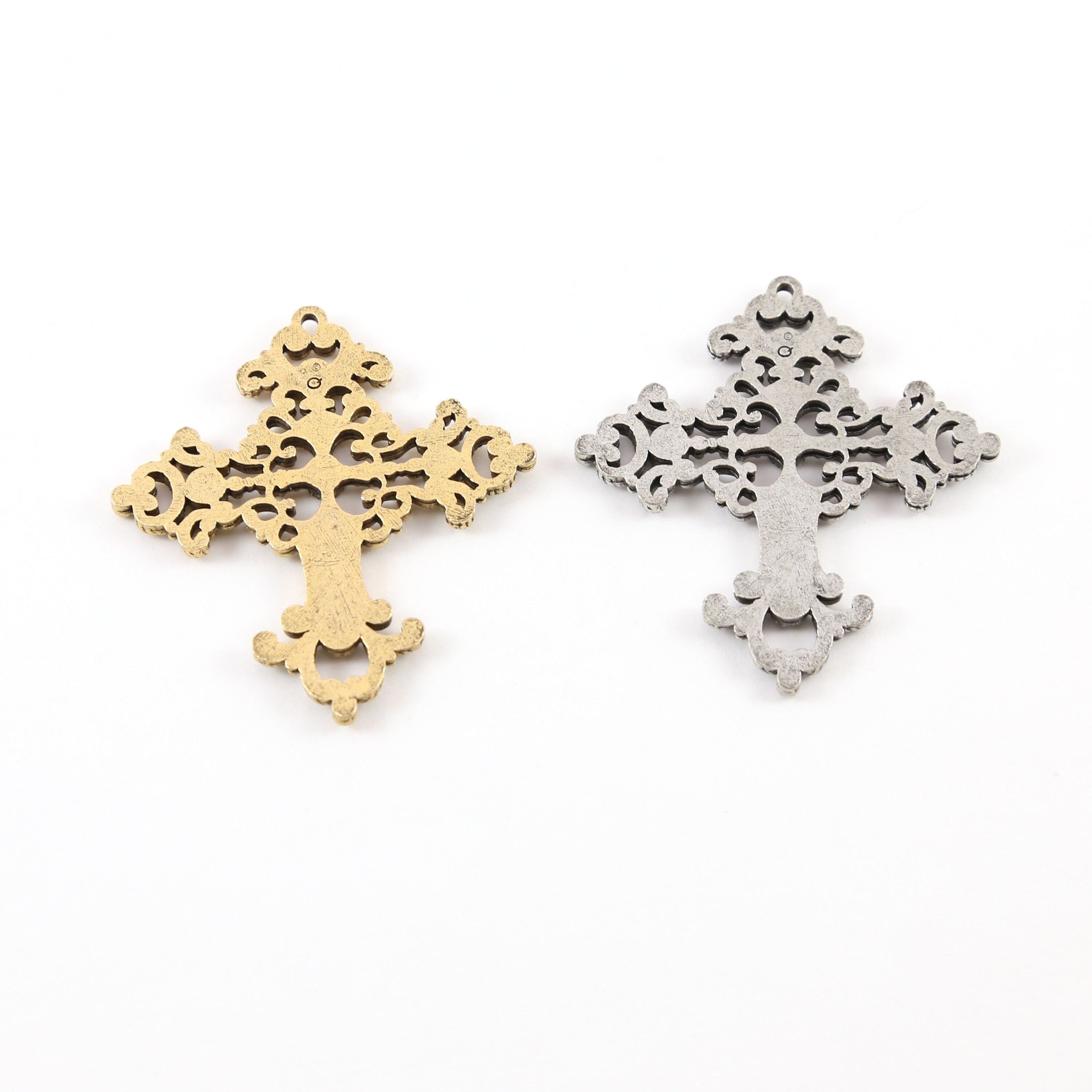 Pewter Extra Large Cross for Pointed Crystals Inlay Pendant