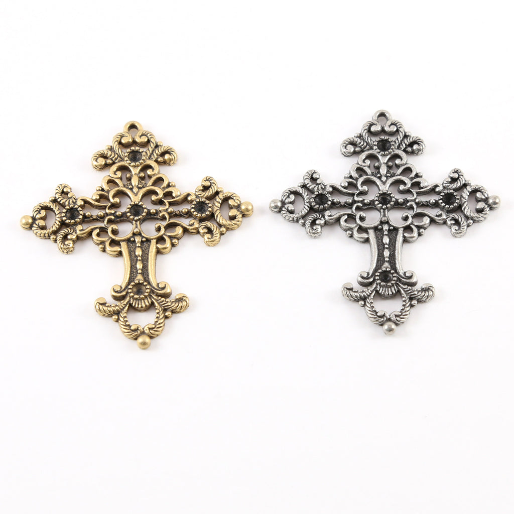 Pewter Extra Large Cross for Pointed Crystals Inlay Pendant