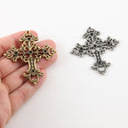 Pewter Extra Large Cross for Pointed Crystals Inlay Pendant