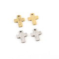 12mmx9mm Pewter Small Little Dainty Hammered Textured Cross Charm (2pc)