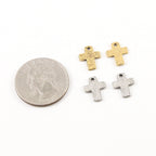 12mmx9mm Pewter Small Little Dainty Hammered Textured Cross Charm (2pc)