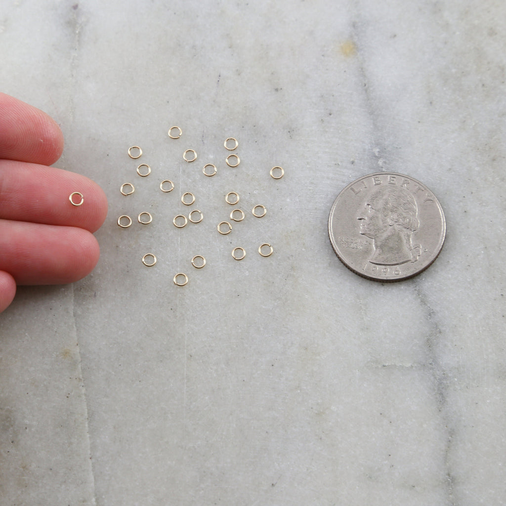 14K Gold Filled 3mm 24 Gauge Open Jump Rings Charm Links Gold Findings (25pc)