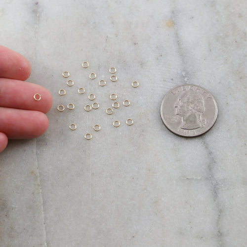 14K Gold Filled 3mm 24 Gauge Open Jump Rings Charm Links Gold Findings (25pc)