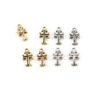 10mmx5mm Pewter Tiny Cross with Curled Edges Small Little Dainty Charm (4pc)