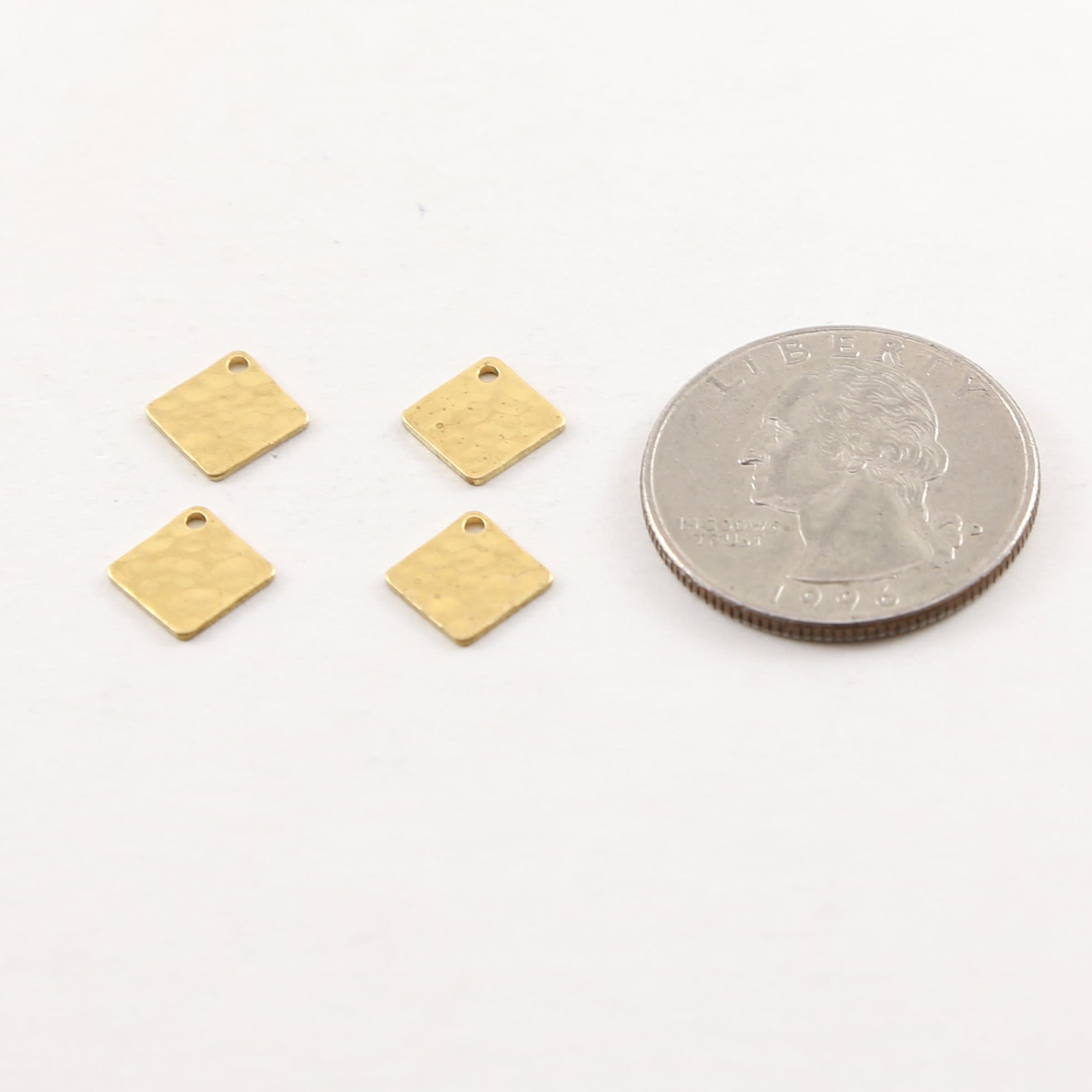 Brass Small 10mm x 10mm Metal Hammered Stamping Blank (10pc)