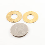 Raw Brass Open Circle 22mm Connector Link Round Charm Textured (2pc)