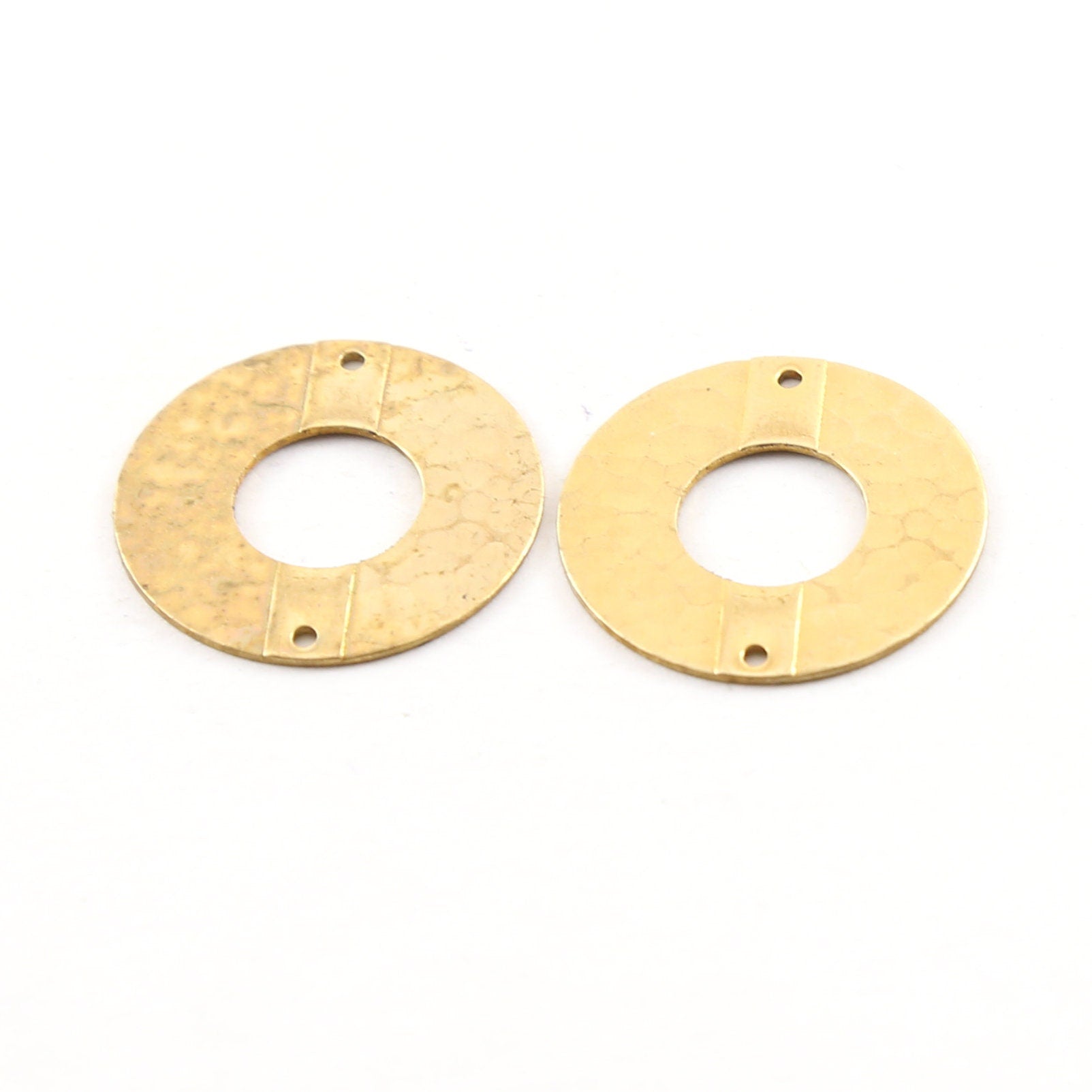 Raw Brass Open Circle 22mm Connector Link Round Charm Textured (2pc)