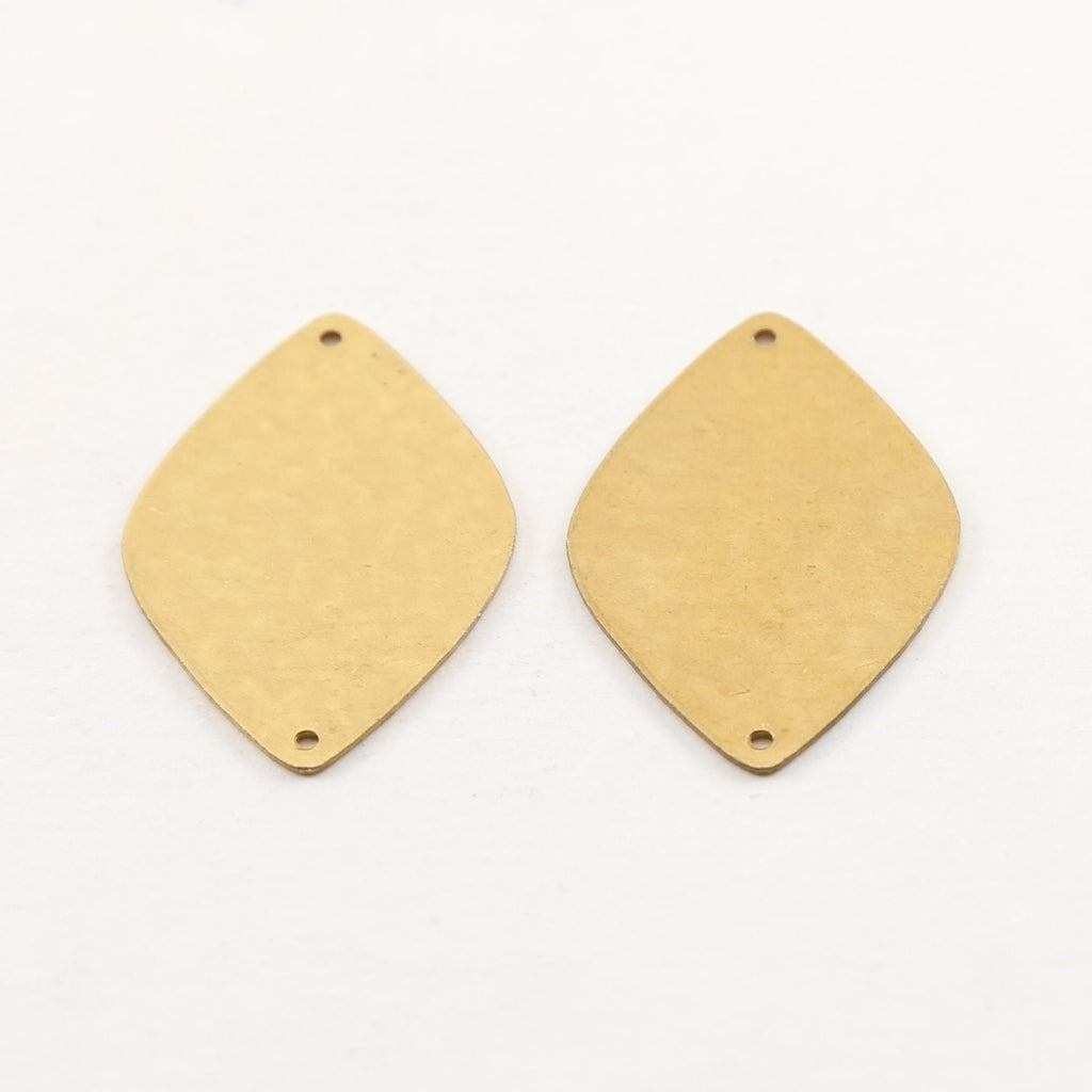 Raw Brass Rounded Diamond Leaf 34mm x 23mm Connector Link Round (2pc)