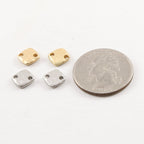 Pewter Metal Matte Silver and Gold Thick Hammered 8mm Square