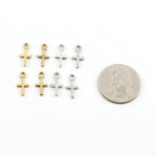 15mmx7mm Pewter Tiny Simple Minimal Cross Small Little Dainty Charm (4pc)