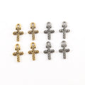 15mmx9mm Pewter Small Cross with Lined Detailing Small Dainty Charm (4pc)