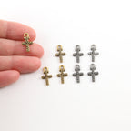 15mmx9mm Pewter Small Cross with Lined Detailing Small Dainty Charm (4pc)