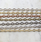 7.8mmx6mm Brass Thick Flat Oval Extender Chain Shiny – Sold by the Foot