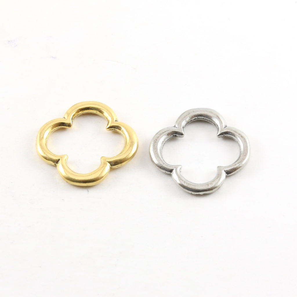 Pewter Thick 22mm Smooth Open Four Leaf Clover Flower Metal