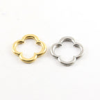 Pewter Thick 22mm Smooth Open Four Leaf Clover Flower Metal