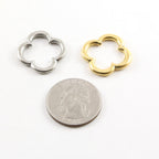 Pewter Thick 22mm Smooth Open Four Leaf Clover Flower Metal