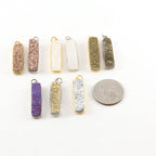 Sterling Silver or Vermeil Tall Sparkling Druzy Bar Pendant Charm 1 Loop