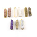 Sterling Silver or Vermeil Tall Sparkling Druzy Bar Pendant Charm 1 Loop