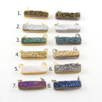 30mmx8mm Sterling Silver or Vermeil Sparkling Druzy Necklace Bar Connector