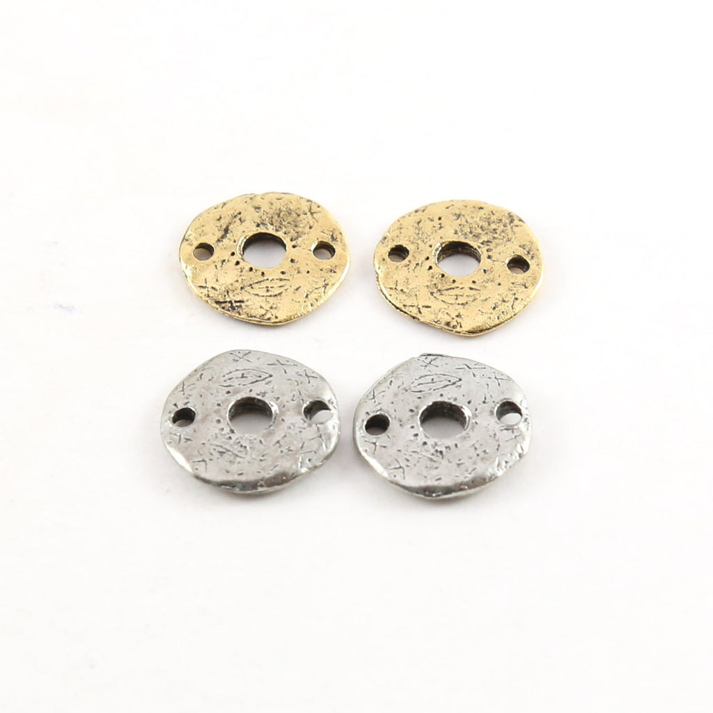 Pewter Small 12mm Metal Textured Brushed Open Circle Donut (2pc)