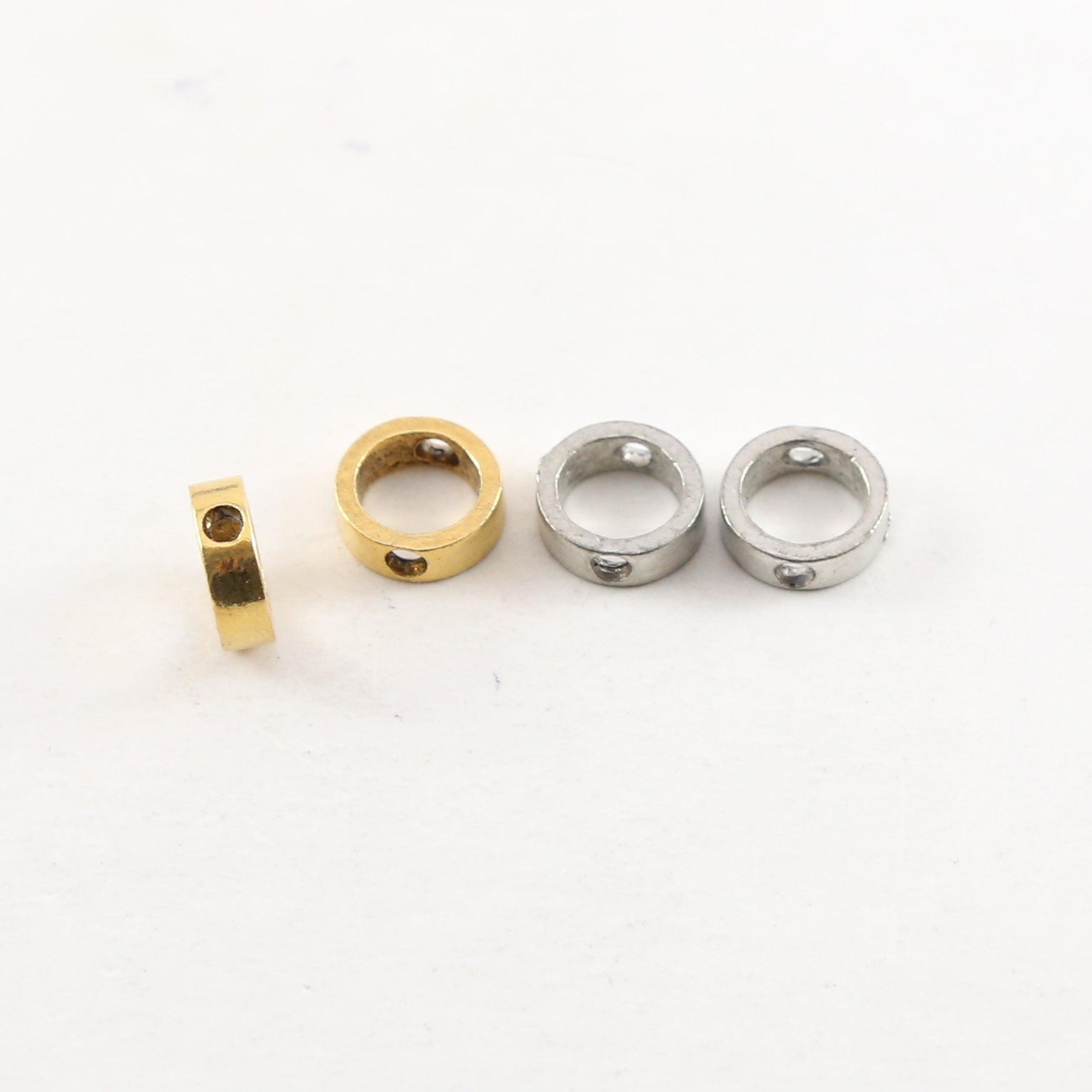 Pewter Small 9mm Metal Open Circle Connector Bead Ring 2 Hole (2pc)