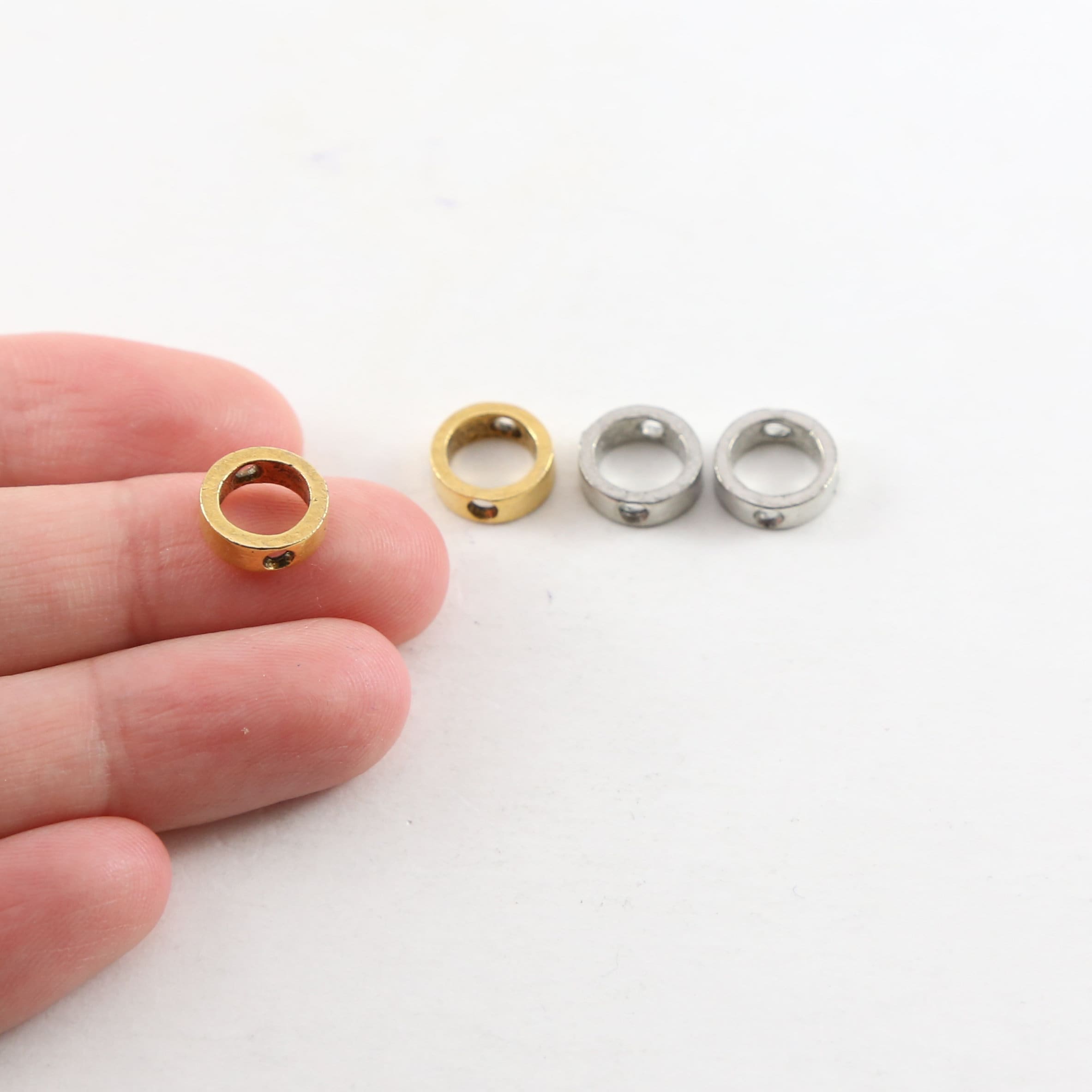 Pewter Small 9mm Metal Open Circle Connector Bead Ring 2 Hole (2pc)