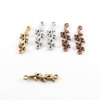 Pewter Metal Vine Leaf Flower Connector Link Charm 2 Loop (2pc)